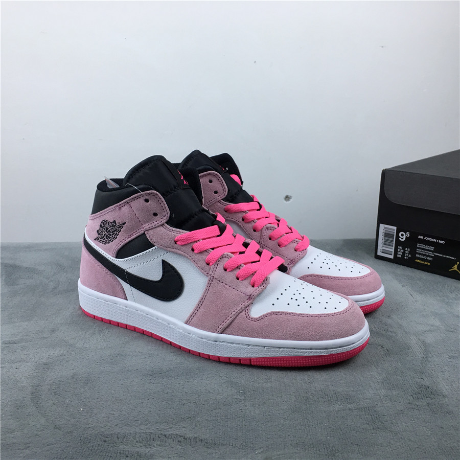 2019 Women Air Jordan 1 Mid Crimson Tint Pink Shoes - Click Image to Close